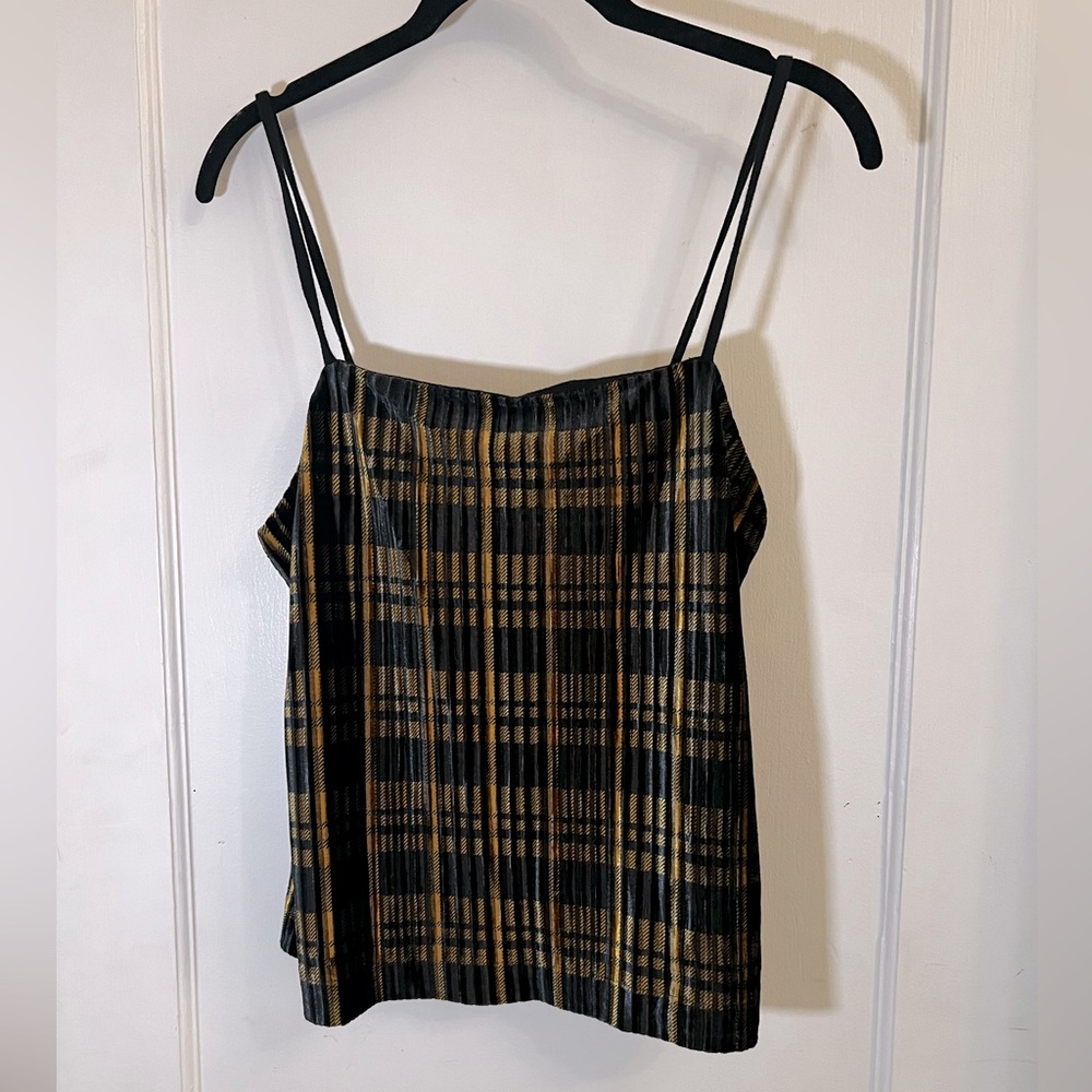 Madewell plaid velvet top